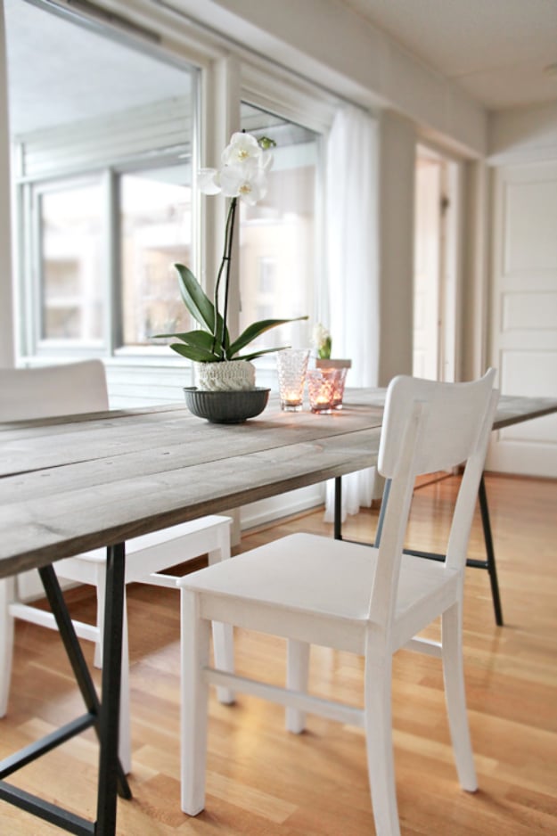 DIY Dining Room Table Projects - DIY Trendy Dining Table - Creative Do It Yourself Tables and Ideas You Can Make For Your Kitchen or Dining Area. Easy Step by Step Tutorials that Are Perfect For Those On A Budget http://diyjoy.com/diy-dining-room-table-projects