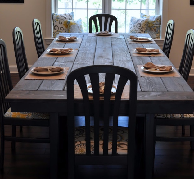 DIY Dining Room Table Projects - Ikea Hack Farmhouse Dining Table - Creative Do It Yourself Tables and Ideas You Can Make For Your Kitchen or Dining Area. Easy Step by Step Tutorials that Are Perfect For Those On A Budget http://diyjoy.com/diy-dining-room-table-projects