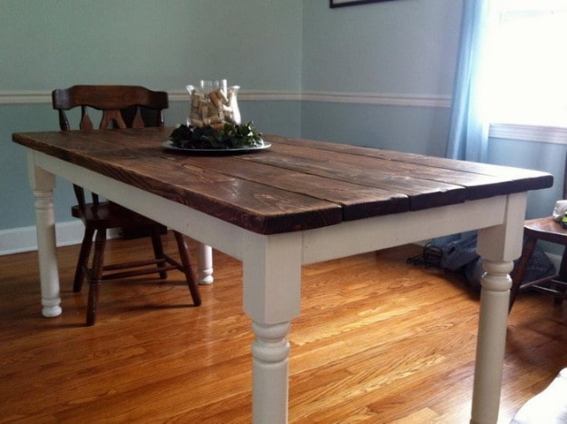 DIY Dining Room Table Projects - Vintage Style Dining Room Table - Creative Do It Yourself Tables and Ideas You Can Make For Your Kitchen or Dining Area. Easy Step by Step Tutorials that Are Perfect For Those On A Budget http://diyjoy.com/diy-dining-room-table-projects
