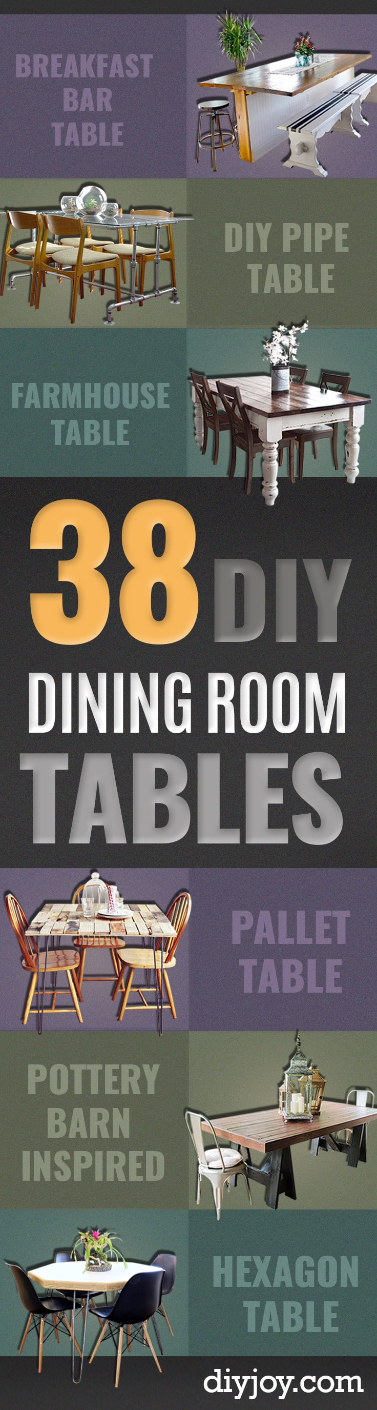 DIY Dining Room Table Projects - Creative Do It Yourself Tables and Ideas You Can Make For Your Kitchen or Dining Area. Easy Step by Step Tutorials that Are Perfect For Those On A Budget http://diyjoy.com/diy-dining-room-table-projects