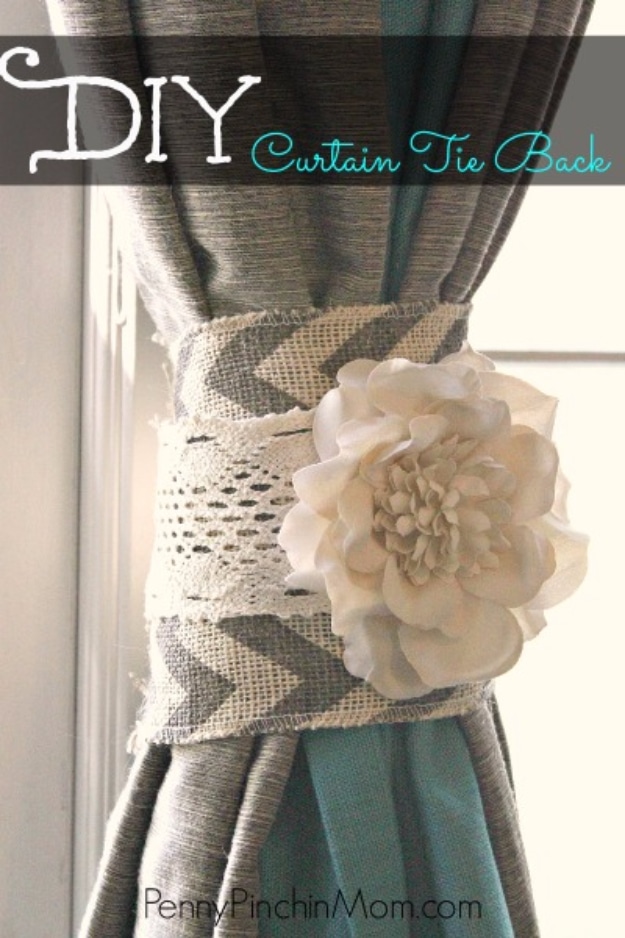 Shabby Chic Decor and Bedding Ideas - DIY Curtain Tie Back - Rustic and Romantic Vintage Bedroom, Living Room and Kitchen Country Cottage Furniture and Home Decor Ideas. Step by Step Tutorials and Instructions 