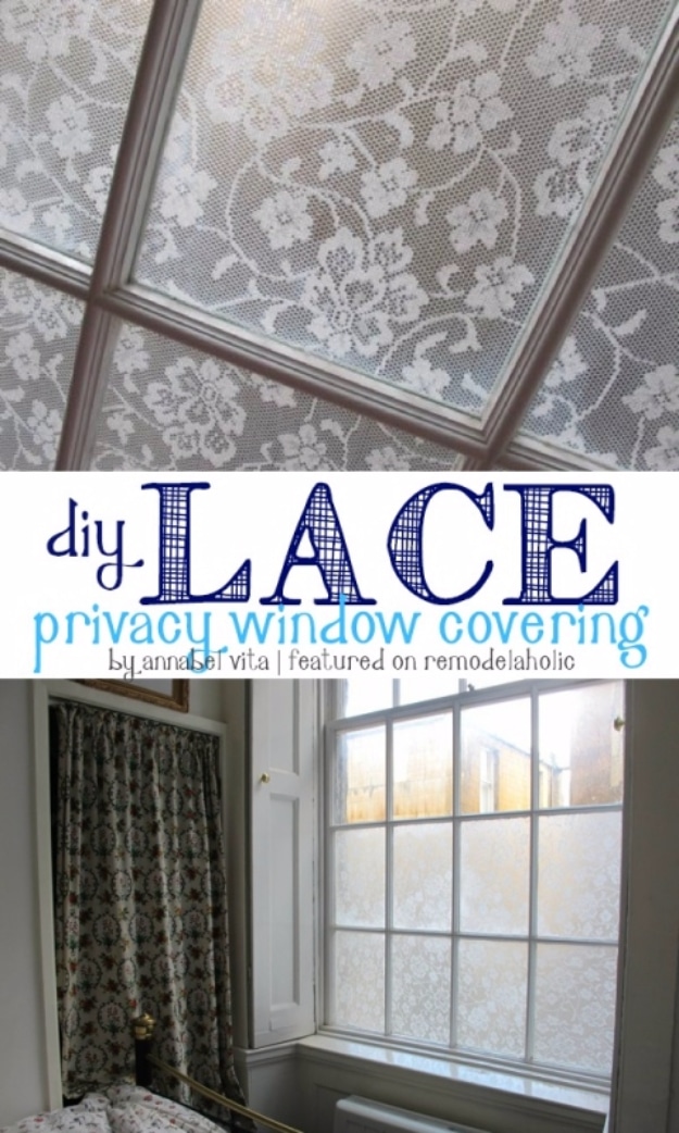 Shabby Chic Decor and Bedding Ideas - DIY Lace Privacy Window Covering - Rustic and Romantic Vintage Bedroom, Living Room and Kitchen Country Cottage Furniture and Home Decor Ideas. Step by Step Tutorials and Instructions 