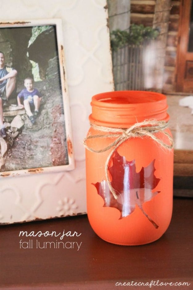 mason jar fall crafts luminary diy craft projects decor decorations painted centerpieces candles leaves gifts cool homemade luminaries flowers