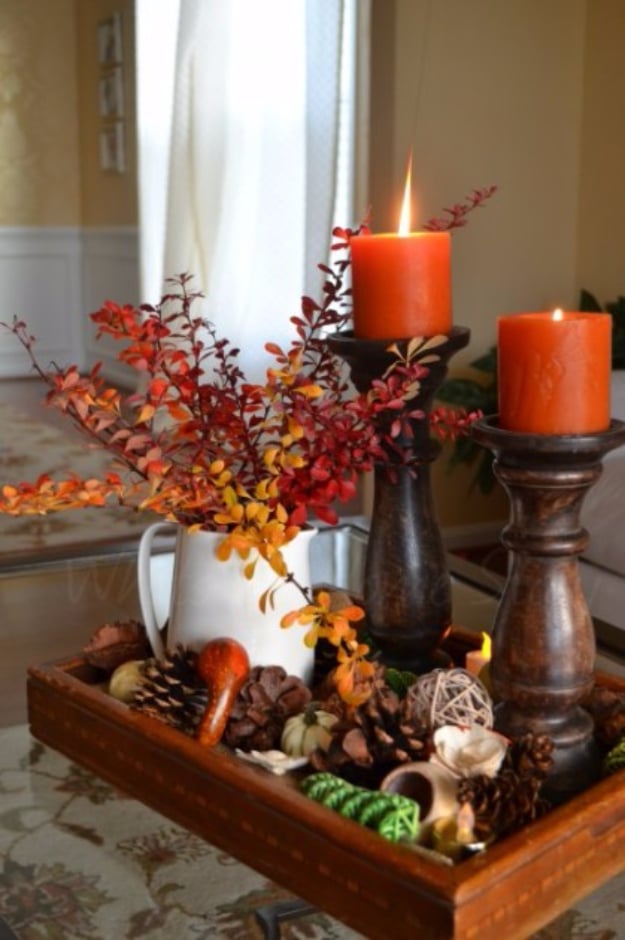 Candle Basket Ideas Thanksgiving Centerpiece Centerpieces Table Decor