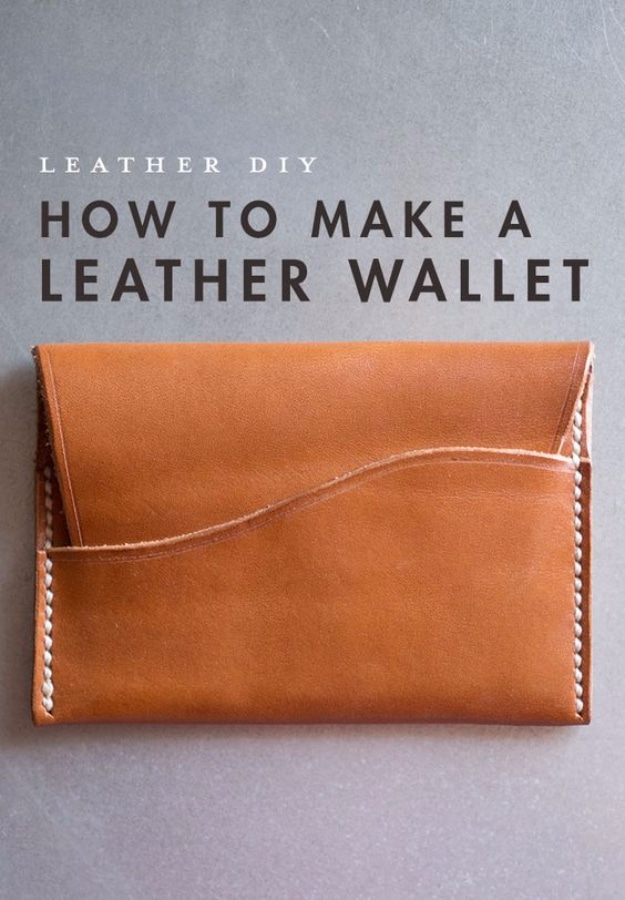 Creative Leather Crafts - DIY Leather Wallet - Best DIY Projects Made With Leather - Easy Handmade Do It Yourself Gifts and Fashion - Cool Crafts and DYI Leather Projects With Step by Step Tutorials http://diyjoy.com/diy-leather-crafts