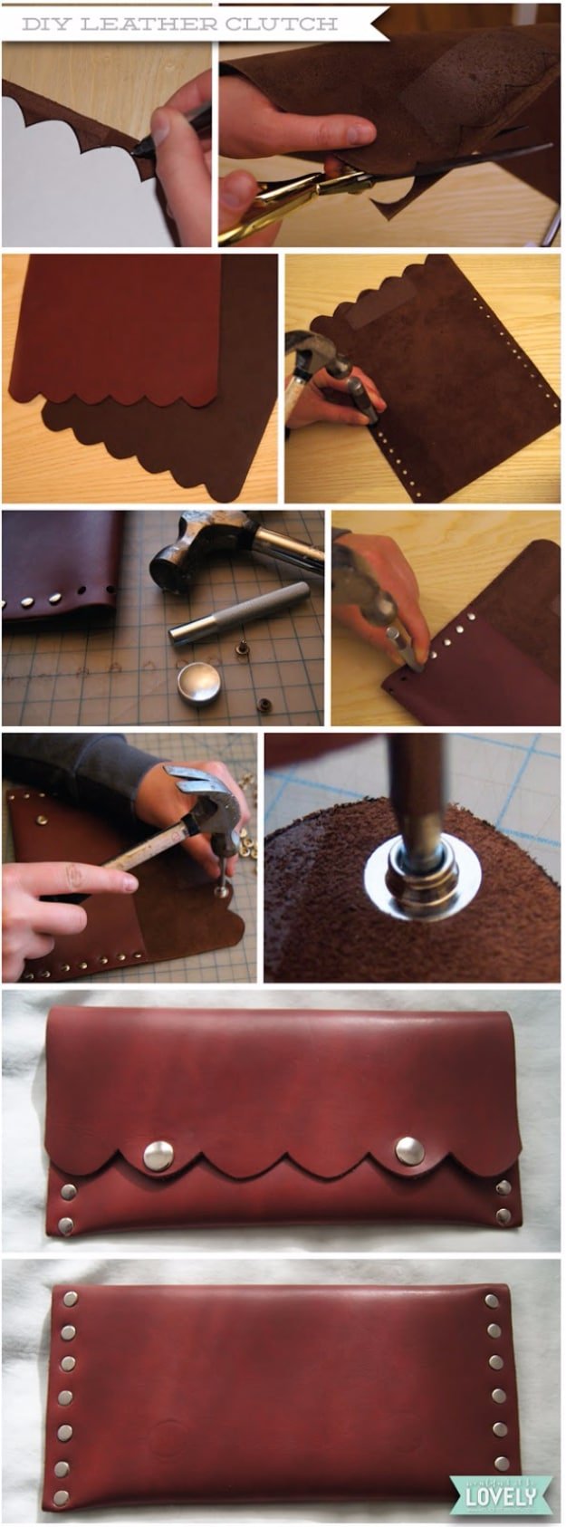 DIY Scalloped Leather Clutch