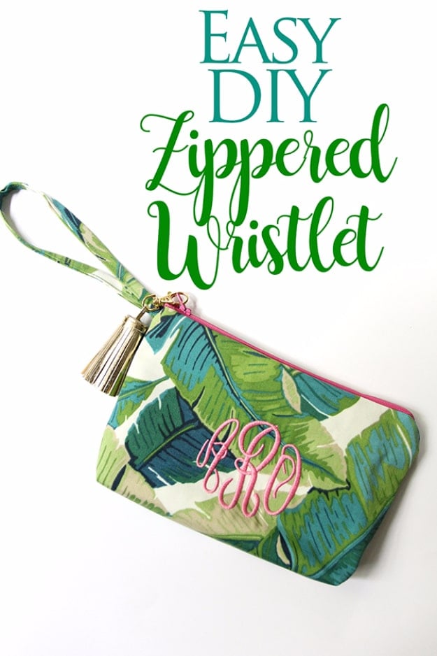 Creative DIY Projects With Zippers - Easy DIY Zippered Wristlet - Easy Crafts and Fashion Ideas With A Zipper - Jewelry, Home Decor, School Supplies and DIY Gift Ideas - Quick DIYs for Fun Weekend Projects 