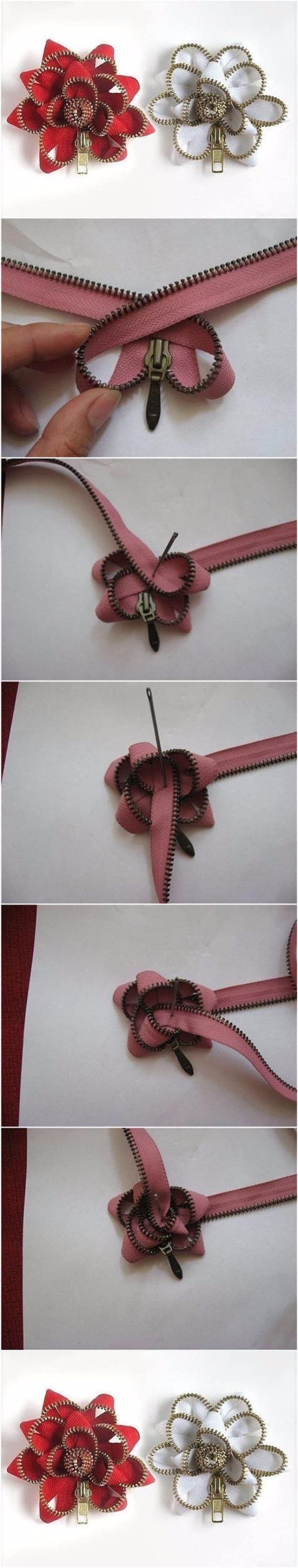 Creative DIY Projects With Zippers - Easy Zipper Flowers - Easy Crafts and Fashion Ideas With A Zipper - Jewelry, Home Decor, School Supplies and DIY Gift Ideas - Quick DIYs for Fun Weekend Projects 