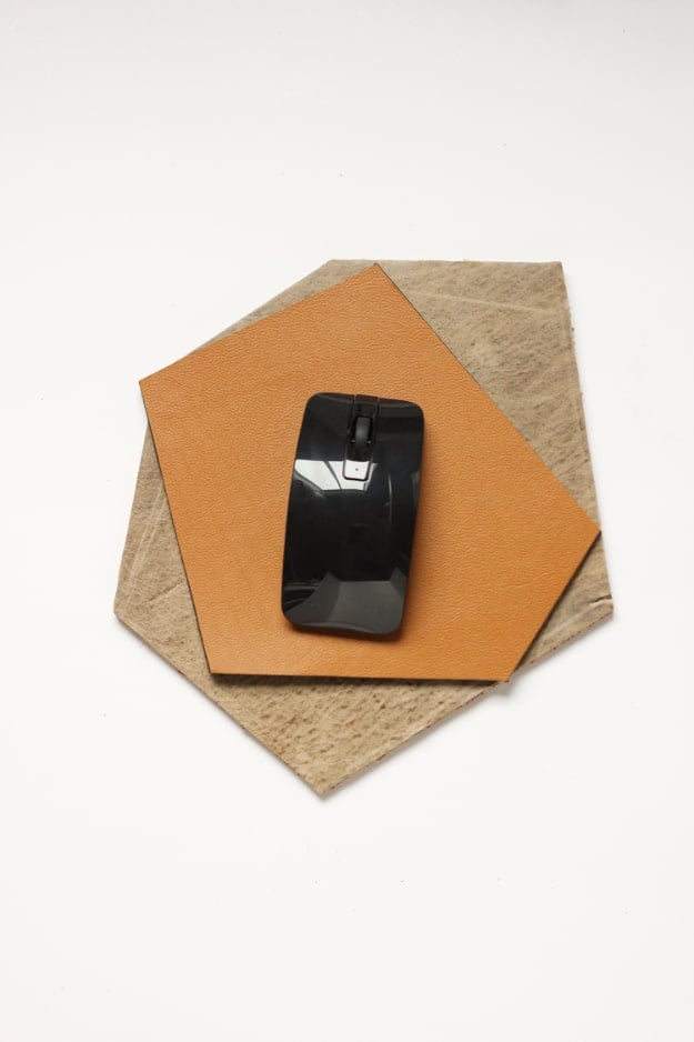 Creative Leather Crafts - Geometric Leather Mouse Pad - Best DIY Projects Made With Leather - Easy Handmade Do It Yourself Gifts and Fashion - Cool Crafts and DYI Leather Projects With Step by Step Tutorials http://diyjoy.com/diy-leather-crafts