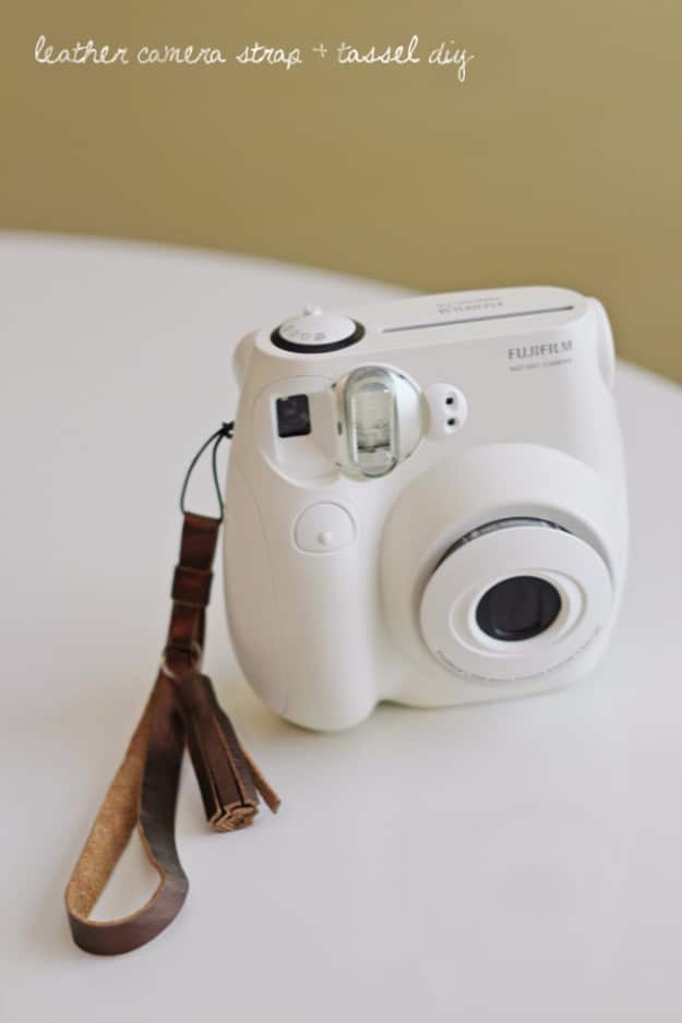 Creative Leather Crafts - Leather Camera Strap And Tassel DIY - Best DIY Projects Made With Leather - Easy Handmade Do It Yourself Gifts and Fashion - Cool Crafts and DYI Leather Projects With Step by Step Tutorials http://diyjoy.com/diy-leather-crafts
