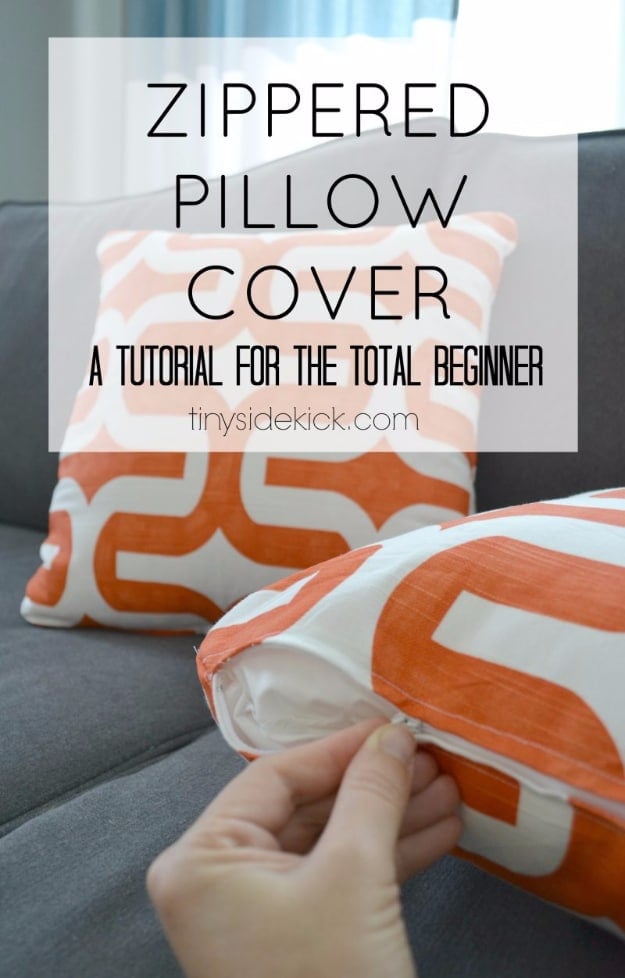 Creative DIY Projects With Zippers - Zippered Pillow Cover - Easy Crafts and Fashion Ideas With A Zipper - Jewelry, Home Decor, School Supplies and DIY Gift Ideas - Quick DIYs for Fun Weekend Projects 