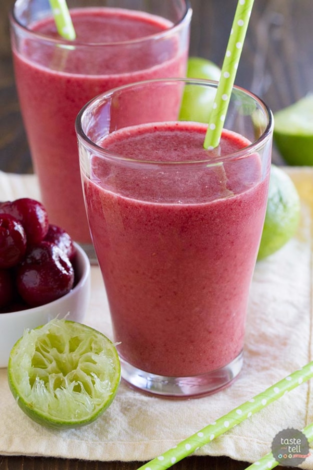 Healthy Smoothie Recipes - Cherry Coconut Smoothie - Easy ideas perfect for breakfast, energy. Low calorie and high protein recipes for weightloss and to lose weight. Simple homemade recipe ideas that kids love. Quick EASY morning recipes before work and school, after workout #smoothies #healthy #smoothie #healthyrecipes #recipes