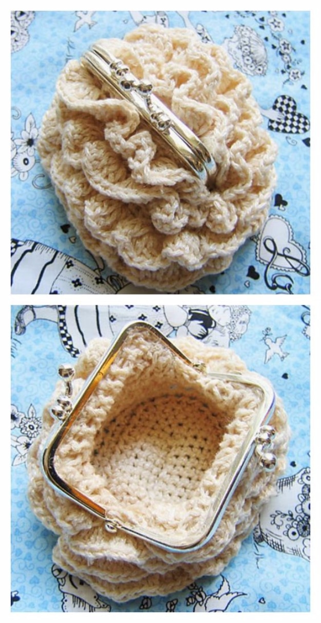 DIY Purses and Handbags - Crocheted Coin Purse - Homemade Projects to Decorate and Make Purses - Add Paint, Glitter, Buttons and Bling To Your Hand Bags and Purse With These Easy Step by Step Tutorials - Boho, Modern, and Cool Fashion Ideas for Women and Teens #purses #diyclothes #handbags