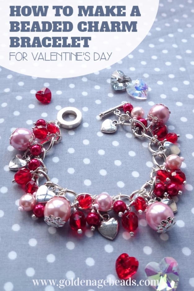 Best DIY Valentines Day Gifts - DIY Beaded Charm Bracelet - Cute Mason Jar Valentines Day Gifts and Crafts for Him and Her | Boyfriend, Girlfriend, Mom and Dad, Husband or Wife, Friends - Easy DIY Ideas for Valentines Day for Homemade Gift Giving and Room Decor | Creative Home Decor and Craft Projects for Teens, Teenagers, Kids and Adults 