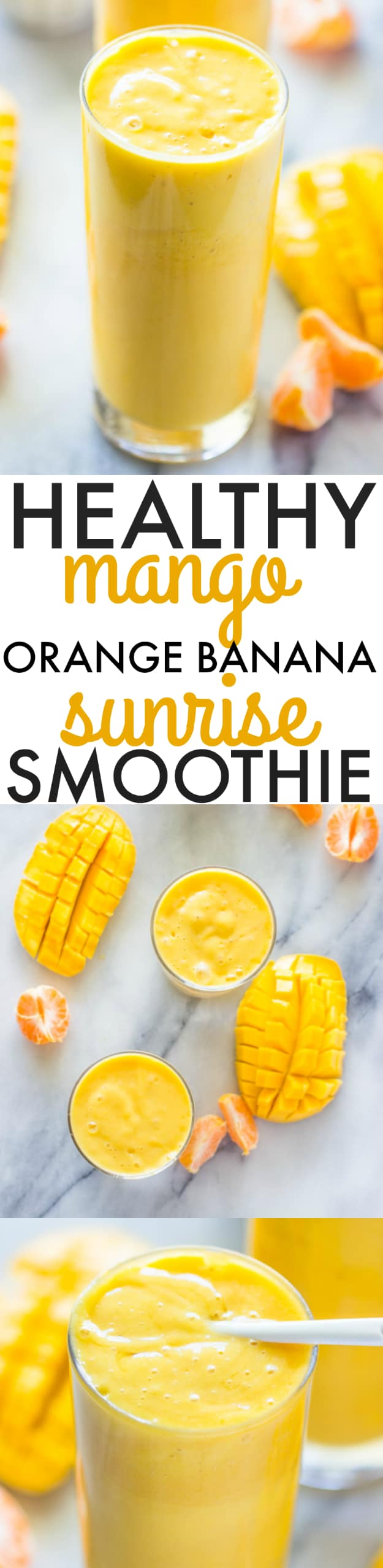 Healthy Smoothie Recipes - Healthy Mango Orange Banana Sunrise Smoothie - Easy ideas perfect for breakfast, energy. Low calorie and high protein recipes for weightloss and to lose weight. Simple homemade recipe ideas that kids love. Quick EASY morning recipes before work and school, after workout #smoothies #healthy #smoothie #healthyrecipes #recipes