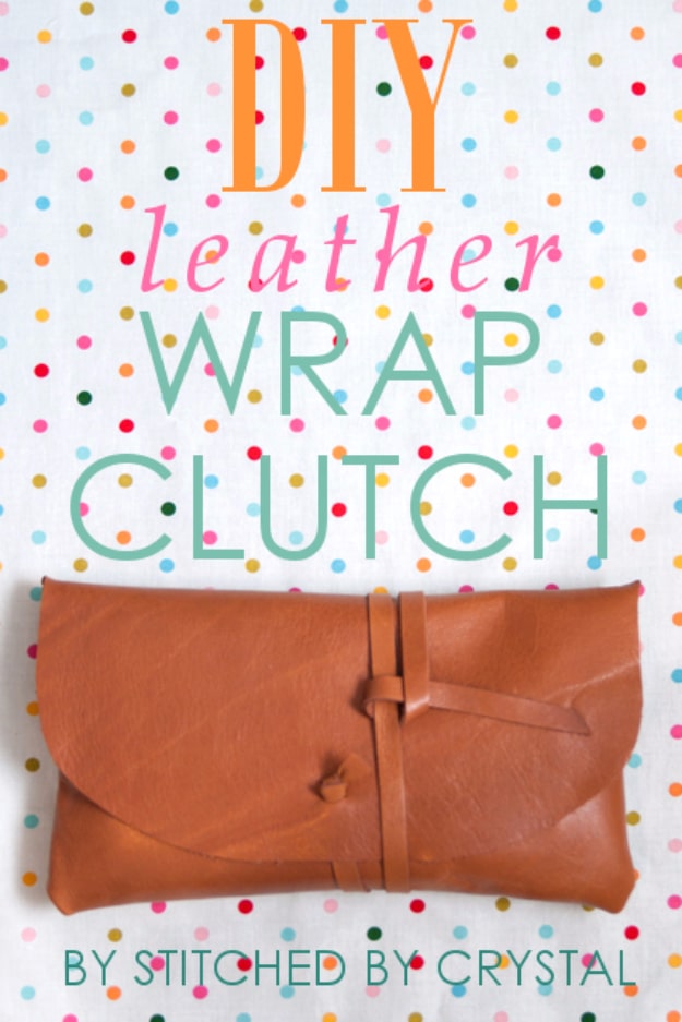 DIY Purses and Handbags - Leather Wrap Clutch - Homemade Projects to Decorate and Make Purses - Add Paint, Glitter, Buttons and Bling To Your Hand Bags and Purse With These Easy Step by Step Tutorials - Boho, Modern, and Cool Fashion Ideas for Women and Teens #purses #diyclothes #handbags