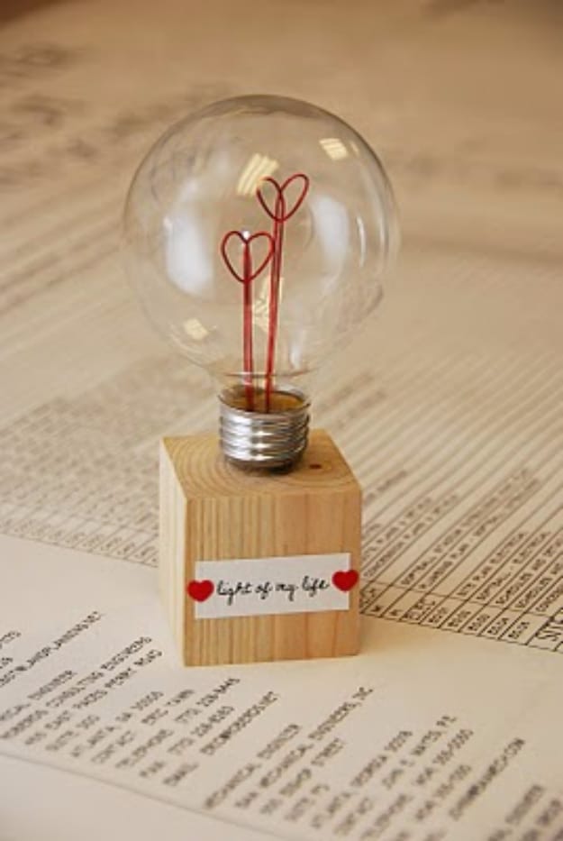 Best DIY Valentines Day Gifts - Light Of My Life Lamp - Cute Mason Jar Valentines Day Gifts and Crafts for Him and Her | Boyfriend, Girlfriend, Mom and Dad, Husband or Wife, Friends - Easy DIY Ideas for Valentines Day for Homemade Gift Giving and Room Decor | Creative Home Decor and Craft Projects for Teens, Teenagers, Kids and Adults 