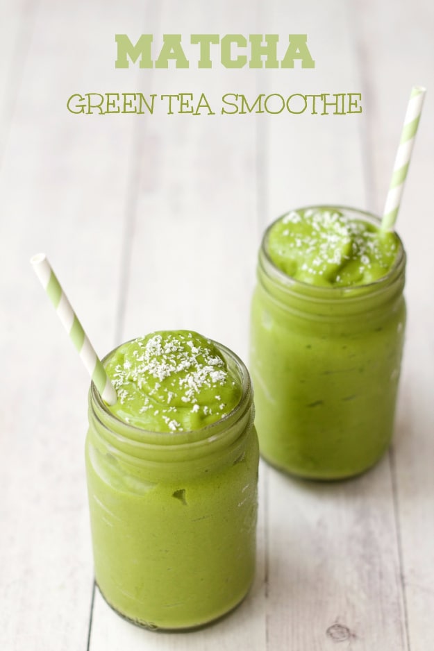 Healthy Smoothie Recipes - Matcha Green Tea Smoothie - Easy ideas perfect for breakfast, energy. Low calorie and high protein recipes for weightloss and to lose weight. Simple homemade recipe ideas that kids love. Quick EASY morning recipes before work and school, after workout #smoothies #healthy #smoothie #healthyrecipes #recipes