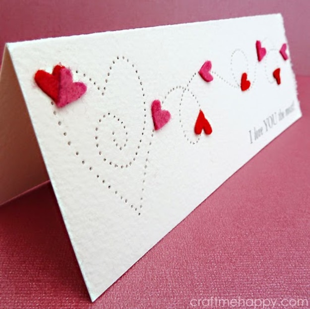 DIY Valentines Day Cards - Paper Pierced Valentine's Card - Easy Handmade Cards for Him and Her, Kids, Freinds and Teens - Funny, Romantic, Printable Ideas for Making A Unique Homemade Valentine Card - Step by Step Tutorials and Instructions for Making Cute Valentine's Day Gifts #valentines