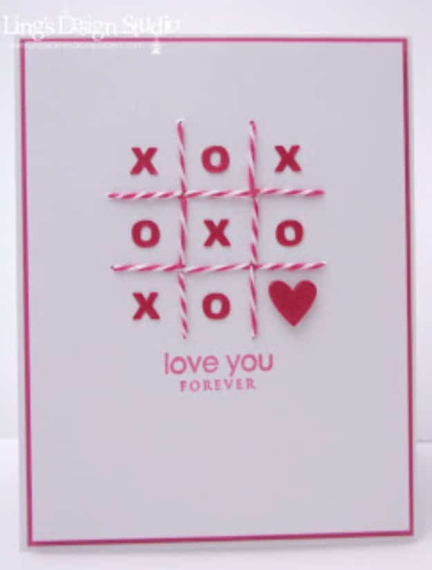 DIY Valentines Day Cards - Tic Tac Toe XOXO Card - Easy Handmade Cards for Him and Her, Kids, Freinds and Teens - Funny, Romantic, Printable Ideas for Making A Unique Homemade Valentine Card - Step by Step Tutorials and Instructions for Making Cute Valentine's Day Gifts #valentines