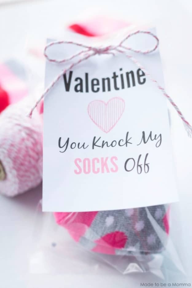 Best DIY Valentines Day Gifts - Valentine Socks Gift - Cute Mason Jar Valentines Day Gifts and Crafts for Him and Her | Boyfriend, Girlfriend, Mom and Dad, Husband or Wife, Friends - Easy DIY Ideas for Valentines Day for Homemade Gift Giving and Room Decor | Creative Home Decor and Craft Projects for Teens, Teenagers, Kids and Adults 