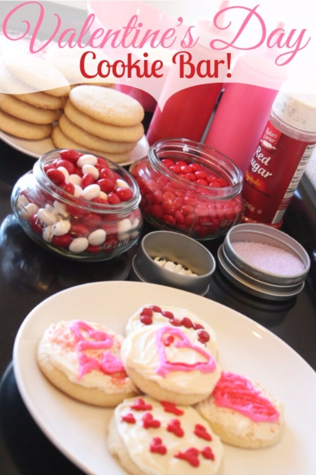 DIY Valentines Day Cookies - Valentine's Day Cookie Bar - Easy Cookie Recipes and Recipe Ideas for Valentines Day - Cute DIY Decorated Cookies for Kids, Homemade Box Cookies and Bouquet Ideas - Sugar Cookie Icing Tutorials With Step by Step Instructions - Quick, Cheap Valentine Gift Ideas for Him and Her #valentines