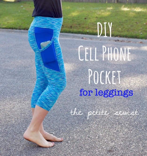 DIY Phone Hacks - DIY Cell Phone Pocket - Cool Tips and Tricks for Phones, Headphones and iPhone How To - Make Speakers, Change Settings, Know Secrets You Can Do With Your Phone By Learning This Cool Stuff - DIY Projects and Crafts for Men and Women http://diyjoy.com/diy-iphone-hacks