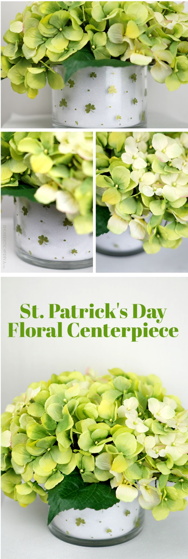 DIY St Patricks Day Ideas - DIY Shamrock Floral Arrangement Centerpiece - Food and Best Recipes, Decorations and Home Decor, Party Ideas - Cupcakes, Drinks, Festive St Patrick Day Parties With these Easy, Quick and Cool Crafts and DIY Projects http://diyjoy.com/st-patricks-day-ideas