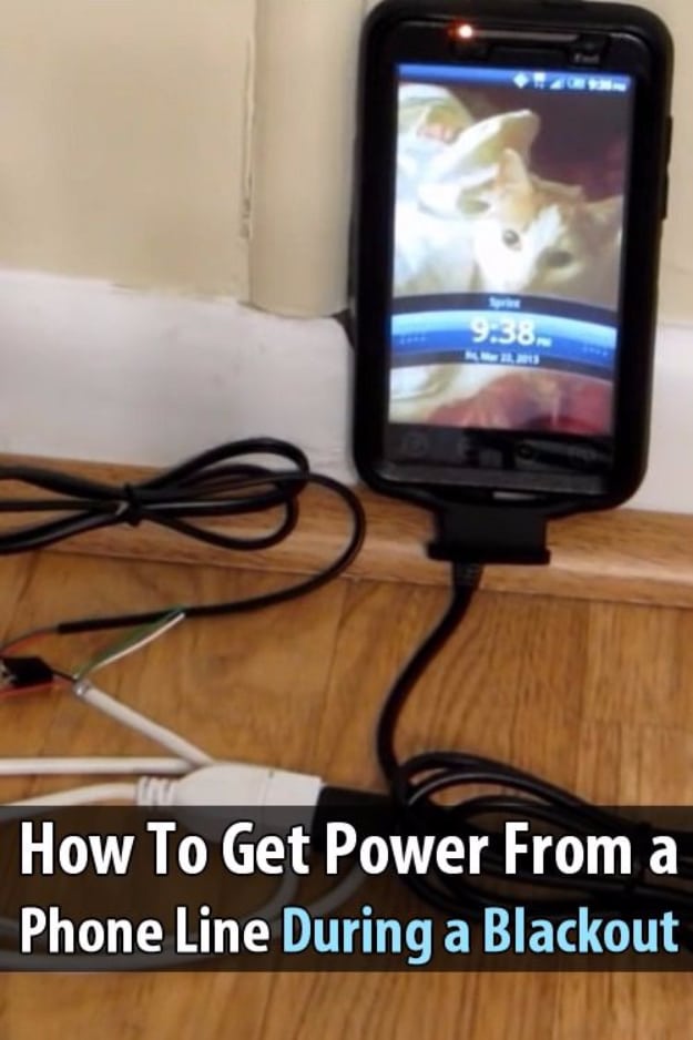 DIY Phone Hacks - Get Power From a Phone Line During a Blackout - Cool Tips and Tricks for Phones, Headphones and iPhone How To - Make Speakers, Change Settings, Know Secrets You Can Do With Your Phone By Learning This Cool Stuff - DIY Projects and Crafts for Men and Women http://diyjoy.com/diy-iphone-hacks