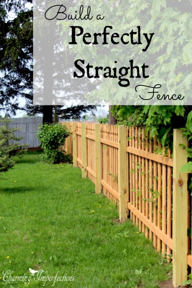 DIY Fences and Gates - Perfectly Straight Fence - How To Make Easy Fence and Gate Project for Backyard and Home - Step by Step Tutorial and Ideas for Painting, Updating and Making Fences and DIY Gate - Cool Outdoors and Yard Projects 