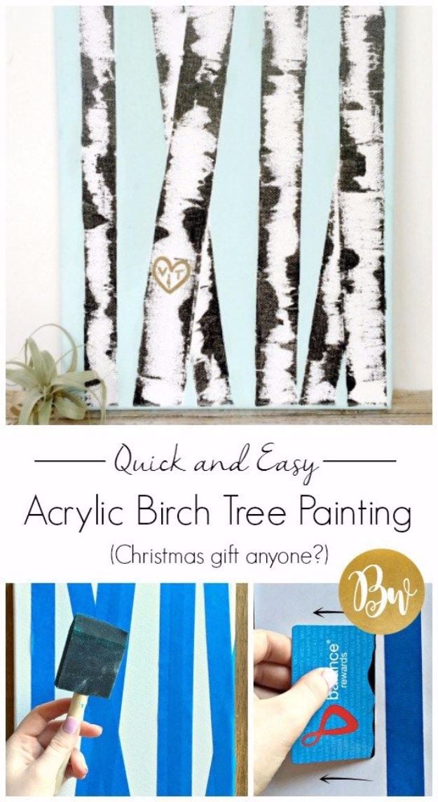 DIY Canvas Painting Ideas - Acrylic Birch Tree Canvas Painting DIY - Cool and Easy Wall Art Ideas You Can Make On A Budget #painting #diyart #diygifts