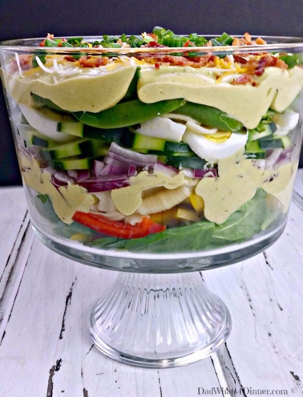 Best Easter Dinner Recipes - Creamy Deviled Egg Layered Pasta Salad - Easy Recipe Ideas for Easter Dinners and Holiday Meals for Families - Side Dishes, Slow Cooker Recipe Tutorials, Main Courses, Traditional Meat, Vegetable and Dessert Ideas - Desserts, Pies, Cakes, Ham and Beef, Lamb - DIY Projects and Crafts by DIY JOY 