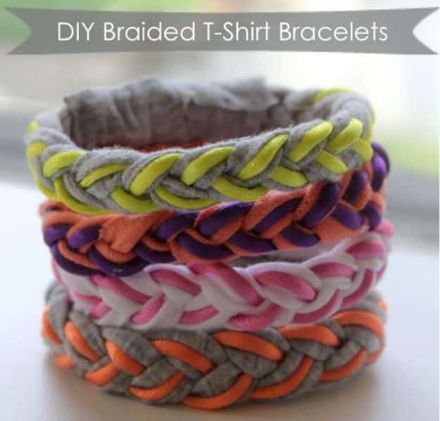 DIY Mothers Day Gift Ideas - DIY Braided T-Shirt Bracelets - Homemade Gifts for Moms - Crafts and Do It Yourself Home Decor, Accessories and Fashion To Make For Mom - Mothers Love Handmade Presents on Mother's Day - DIY Projects and Crafts by DIY JOY 