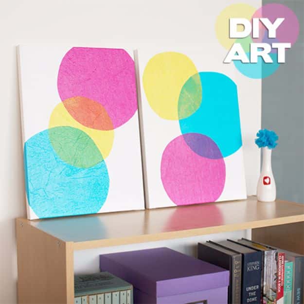 DIY Canvas Painting Ideas - DIY Bubbles Art Painting - Cool and Easy Wall Art Ideas You Can Make On A Budget #painting #diyart #diygifts