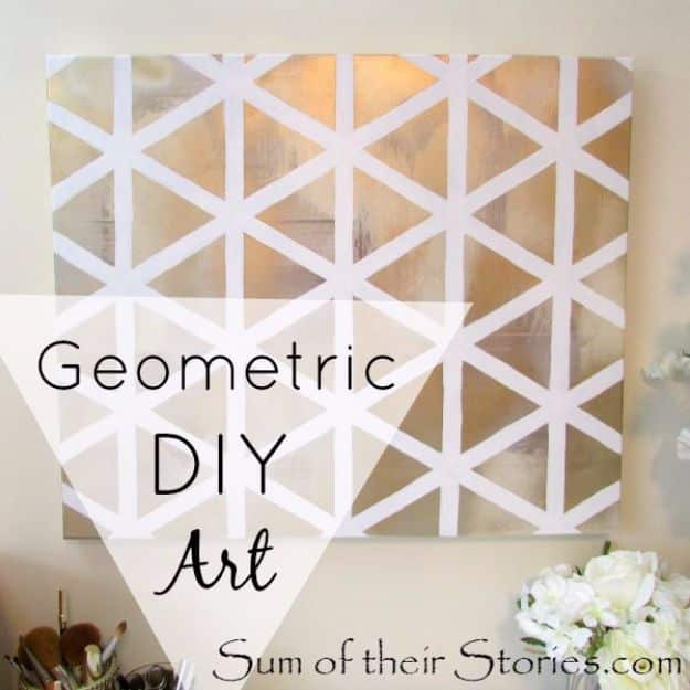 DIY Canvas Painting Ideas - Geometric DIY art - Cool and Easy Wall Art Ideas You Can Make On A Budget #painting #diyart #diygifts
