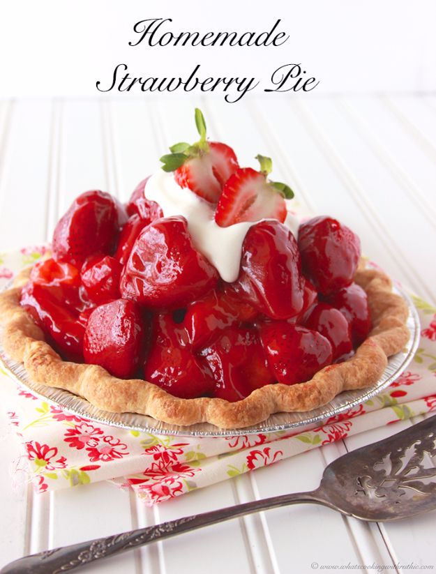 Best Easter Dinner Recipes - Homemade Strawberry Pie - Easy Recipe Ideas for Easter Dinners and Holiday Meals for Families - Side Dishes, Slow Cooker Recipe Tutorials, Main Courses, Traditional Meat, Vegetable and Dessert Ideas - Desserts, Pies, Cakes, Ham and Beef, Lamb - DIY Projects and Crafts by DIY JOY 