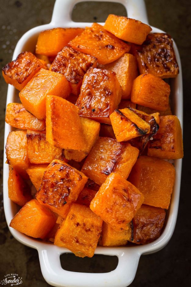 Best Easter Dinner Recipes - Maple Cinnamon Roasted Butternut Squash - Easy Recipe Ideas for Easter Dinners and Holiday Meals for Families - Side Dishes, Slow Cooker Recipe Tutorials, Main Courses, Traditional Meat, Vegetable and Dessert Ideas - Desserts, Pies, Cakes, Ham and Beef, Lamb - DIY Projects and Crafts by DIY JOY 