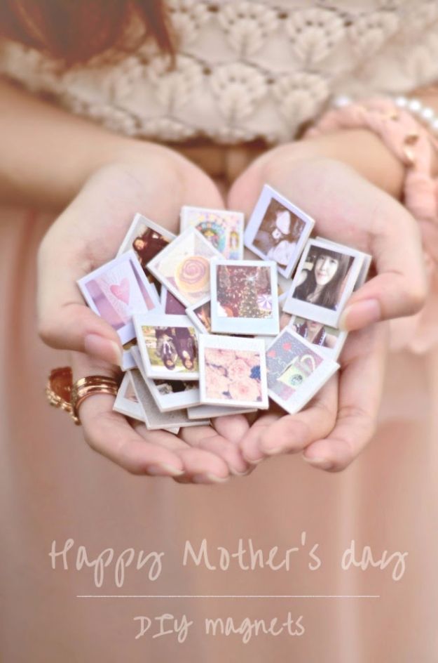 DIY Mothers Day Gift Ideas - Mini Polaroid Photo Magnets - Homemade Gifts for Moms - Crafts and Do It Yourself Home Decor, Accessories and Fashion To Make For Mom - Mothers Love Handmade Presents on Mother's Day - DIY Projects and Crafts by DIY JOY 