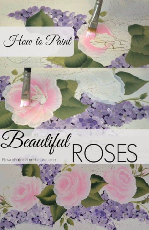 DIY Canvas Painting Ideas - Shabby Rose Canvas Painting - Cool and Easy Wall Art Ideas You Can Make On A Budget #painting #diyart #diygifts