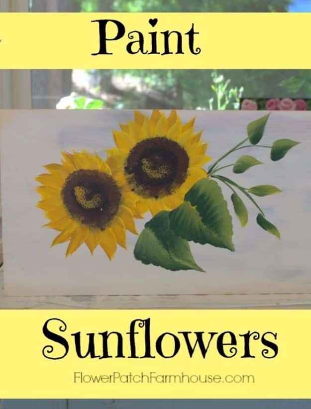 DIY Canvas Painting Ideas - Simple And Easy Sunflowers - Cool and Easy Wall Art Ideas You Can Make On A Budget #painting #diyart #diygifts