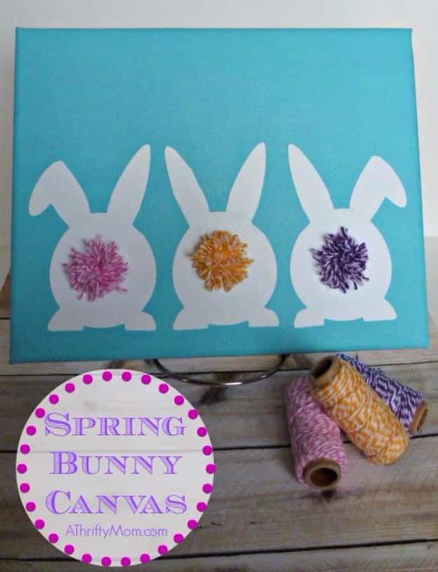 DIY Canvas Painting Ideas - Spring Bunny Canvas Art - Cool and Easy Wall Art Ideas You Can Make On A Budget #painting #diyart #diygifts