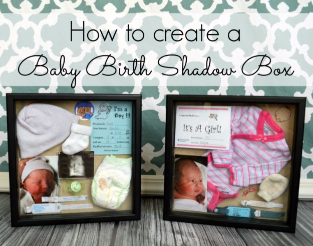 DIY Ideas for Newborn - Baby Birth Shadow Box - Do It Yourself Projects for the New Baby Boy or Girl - Nursery and Room Decor, Gear and Products, Safety Ideas and Other Practical Items Make Great DIY Baby Gifts 