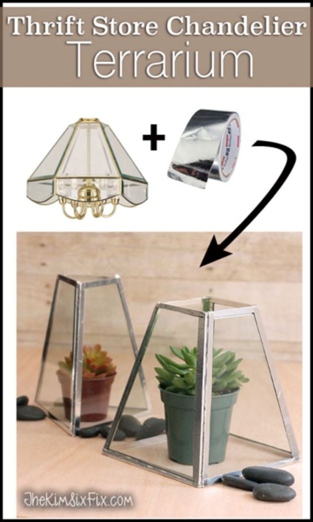 DIY Terrarium Ideas - Chandelier To Terrarium - Cool Terrariums and Crafts With Mason Jars, Succulents, Wood, Geometric Designs and Reptile, Acquarium - Easy DIY Terrariums for Adults and Kids To Make at Home 