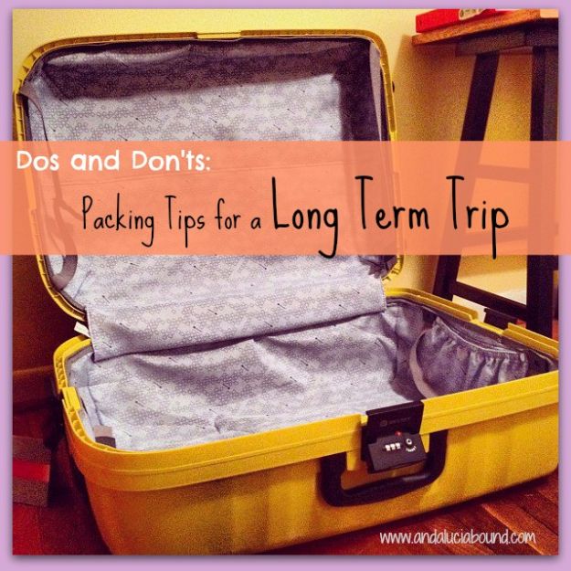 Packing Tips for Travel - Dos and Dont's for Packing - Easy Ideas for Packing a Suitcase To Maximize Space - Tricks and Hacks for Folding Clothes, Storing Toiletries, Shampoo and Makeup - Keep Clothing Wrinkle Free in Your Bag http://diyjoy.com/packing-tips-travel