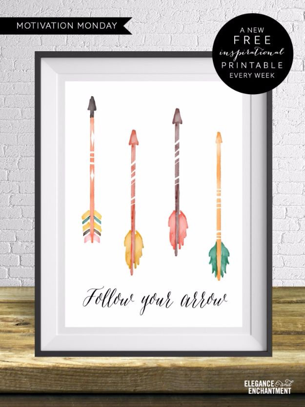 Free Printables For Your Walls - Follow Your Arrow Free Printables - Best Free Prints for Wall Art and Picture to Print for Home and Bedroom Decor - Ideas for the Home, Organization - Quotes for Bedroom and Kitchens, Vintage Bathroom Pictures - Downloadable Printable for Kids - DIY and Crafts by DIY JOY 