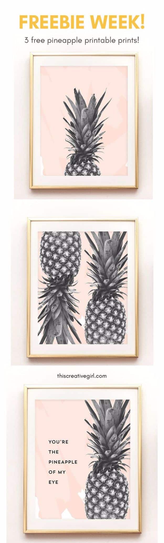 Free Printables For Your Walls - Free Pineapple Printable Art - Best Free Prints for Wall Art and Picture to Print for Home and Bedroom Decor - Ideas for the Home, Organization - Quotes for Bedroom and Kitchens, Vintage Bathroom Pictures - Downloadable Printable for Kids - DIY and Crafts by DIY JOY 
