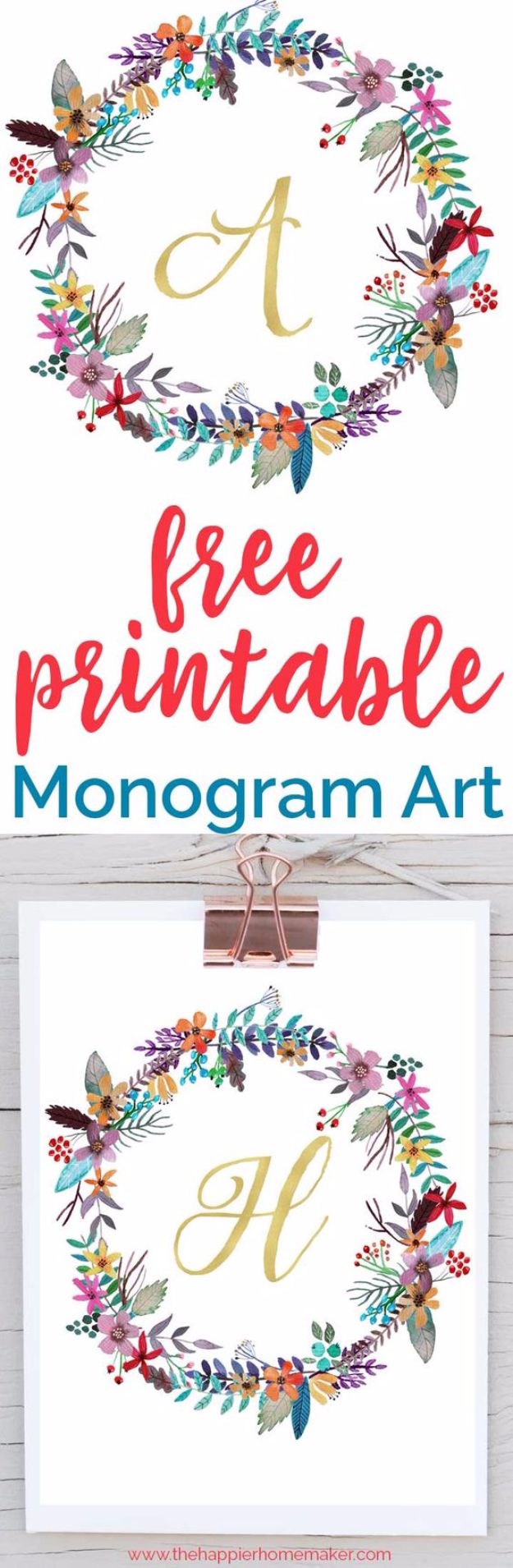 Free Printables For Your Walls - Free Printable Monogram Art - Best Free Prints for Wall Art and Picture to Print for Home and Bedroom Decor - Ideas for the Home, Organization - Quotes for Bedroom and Kitchens, Vintage Bathroom Pictures - Downloadable Printable for Kids - DIY and Crafts by DIY JOY 