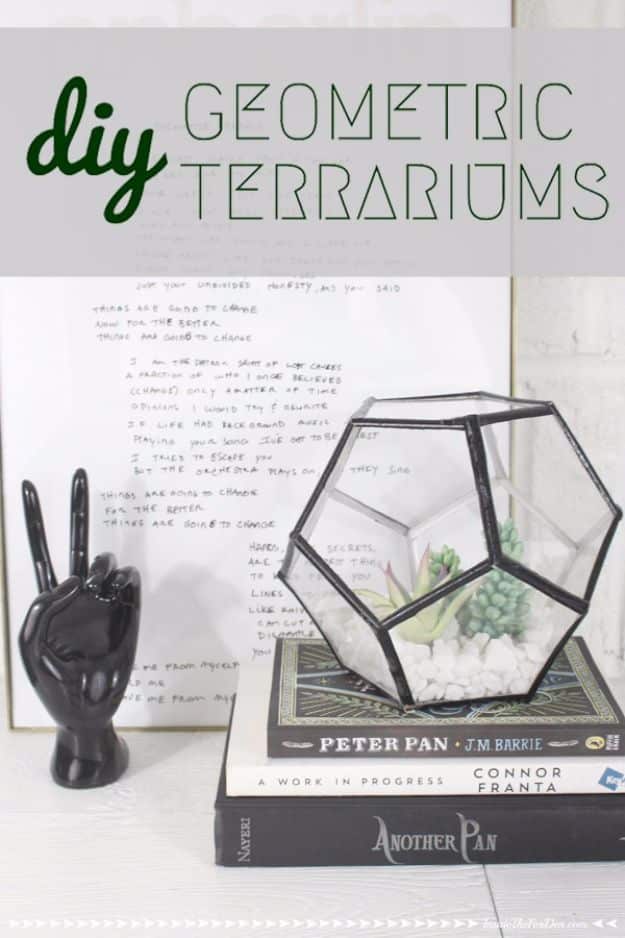 DIY Terrarium Ideas - Geometric Terrarium - Cool Terrariums and Crafts With Mason Jars, Succulents, Wood, Geometric Designs and Reptile, Acquarium - Easy DIY Terrariums for Adults and Kids To Make at Home 