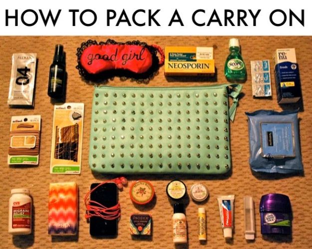 Packing Tips for Travel - Pack A Carry On - Easy Ideas for Packing a Suitcase To Maximize Space - Tricks and Hacks for Folding Clothes, Storing Toiletries, Shampoo and Makeup - Keep Clothing Wrinkle Free in Your Bag http://diyjoy.com/packing-tips-travel