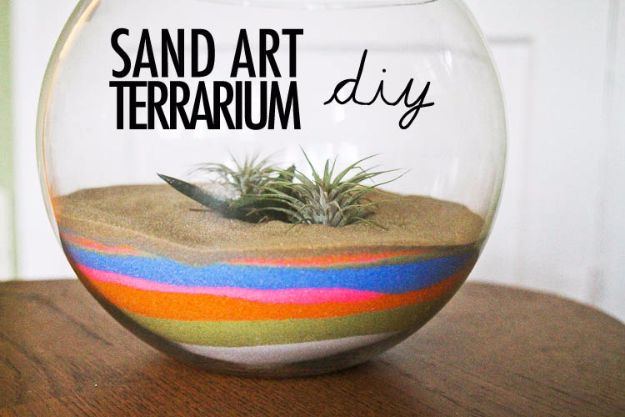 DIY Terrarium Ideas - Sand Art Terrarium - Cool Terrariums and Crafts With Mason Jars, Succulents, Wood, Geometric Designs and Reptile, Acquarium - Easy DIY Terrariums for Adults and Kids To Make at Home 